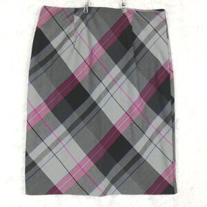 RQT Womens‎ Skirt Pencil Straight Gray Plaid Knee Length Stretch 14